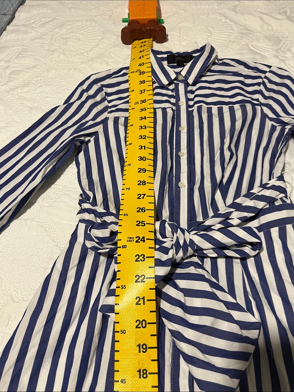 J. Crew Purple and White Striped Long-Sleeve Shirt Dress - Picture 3 of 16
